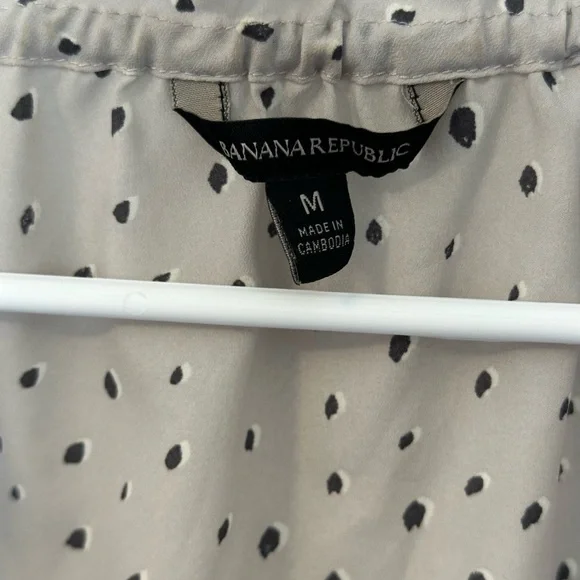 Banana Republic Taupe Polka Dot Ruffle-Neck Blouse - Picture 5 of 5